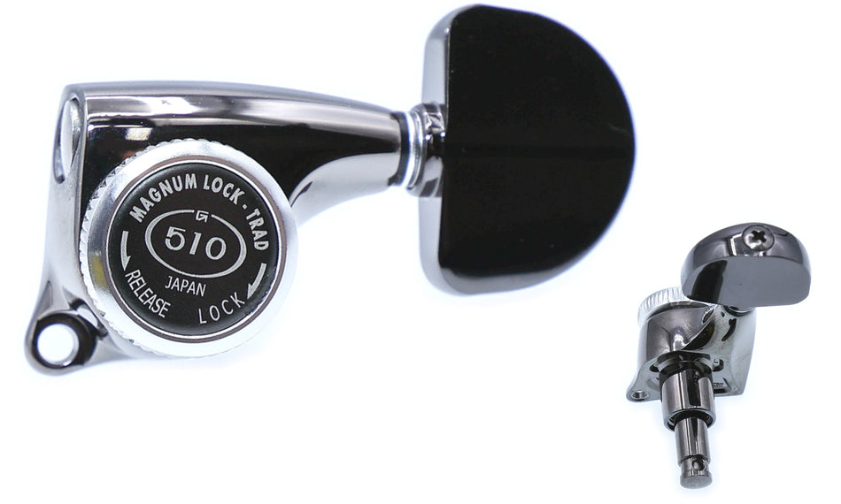 Gotoh SGL510-MGT(CK)A20 Locking Tuners with MG-T Post, 3L+3R (Cosmo Black)