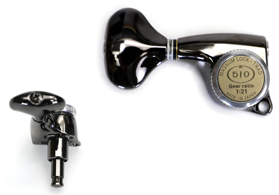 Gotoh SGL510Z-MG-T(CK)L5 Locking Tuners with MG-T Post, 3L+3R (Cosmo Black)