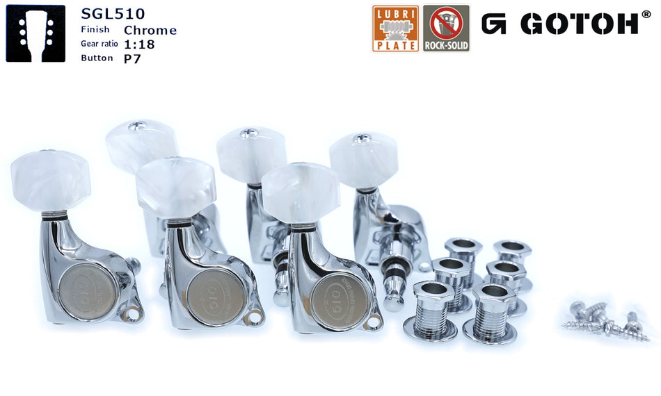 Gotoh SGL510(C)P7 Tuners with Standard Post, 3L+3R (Chrome)