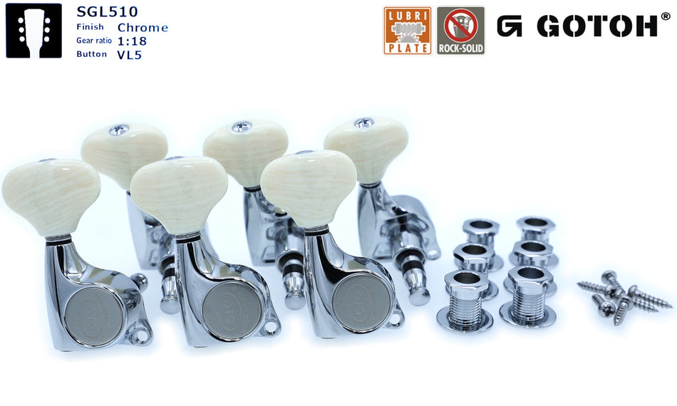 Gotoh SGL510(C)VL5 Tuners with Standard Post, 3L+3R (Chrome)