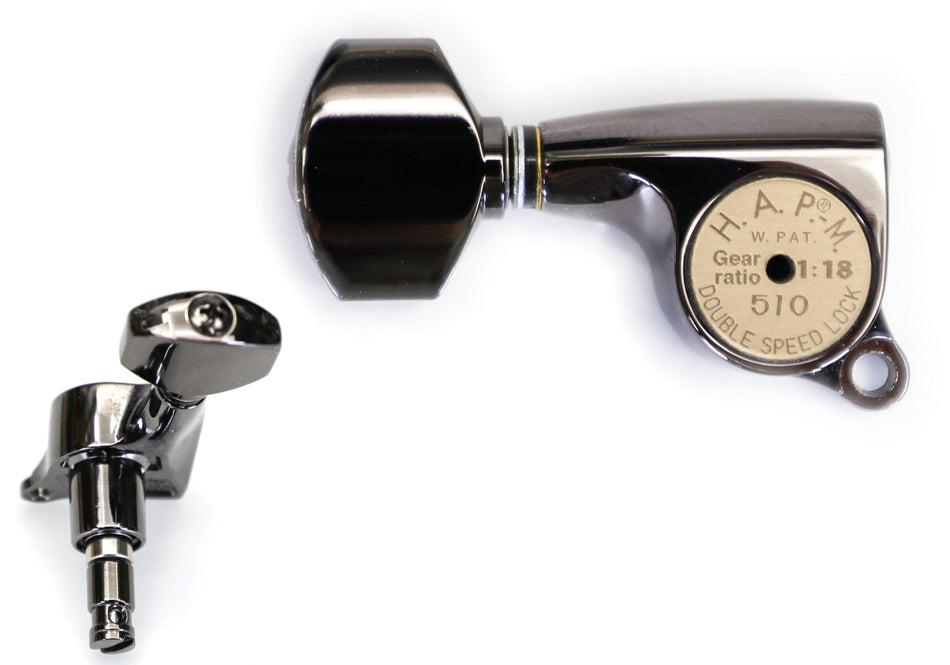Gotoh SGS510Z-HAPM(CK)A07 Guitar Tuners with Locking Adjustable Post, 3L+3R (Cosmo Black)