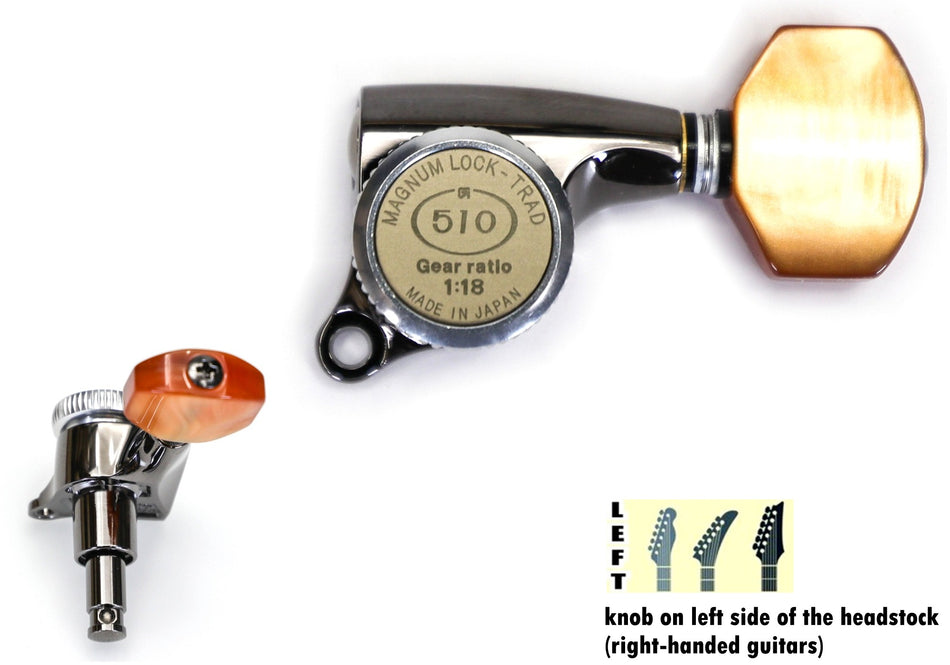 Gotoh SGS510Z-MGT(CK)P8 Tuners with thumbscrews locking MG-T Post, 6 Left (Cosmo Black)