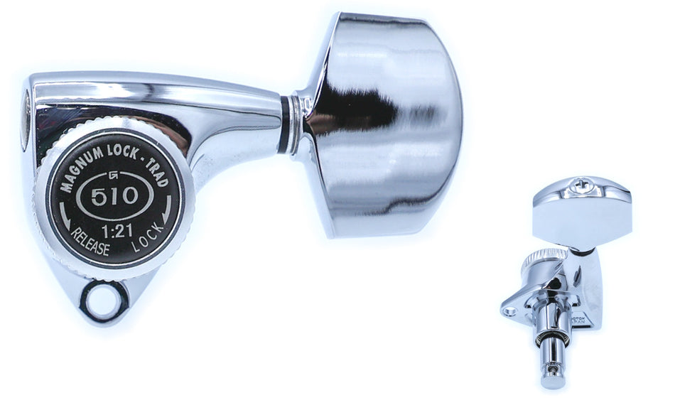 Gotoh SGV510Z-MGT(B)A01 Locking Tuners with MG-T Post, 3L+3R (Chrome)