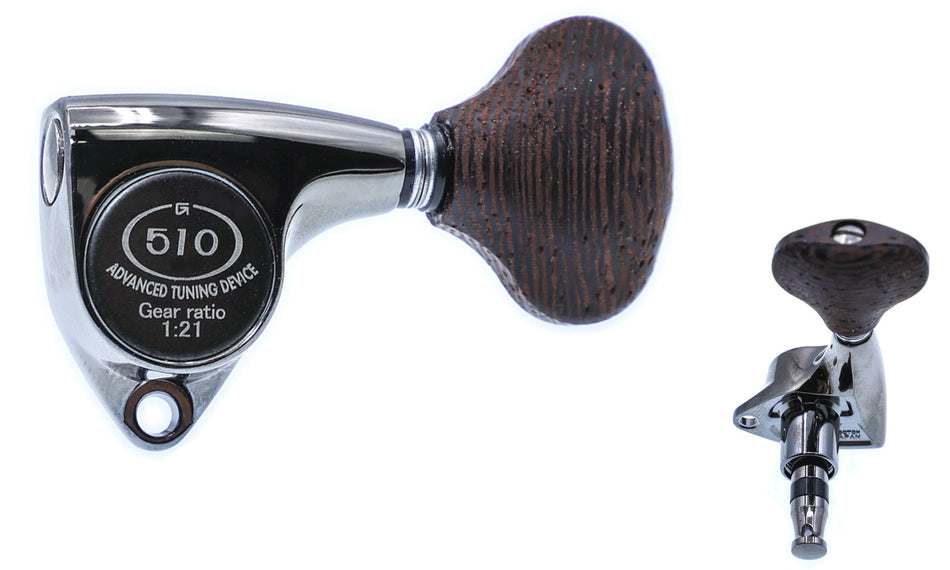 Gotoh SGV510Z(CK)WGL5 Tuners with Standard Post, 3L+3R (Chrome, Wenge Knobs)