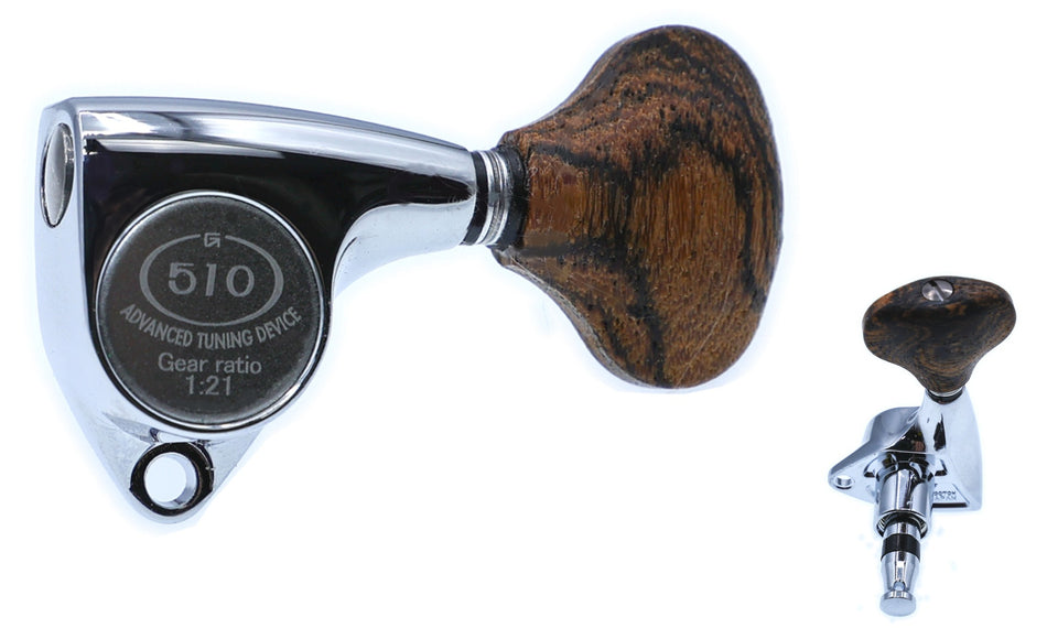 Gotoh SGV510Z(C)RL5 Tuners with Standard Post, 3L+3R (Chrome, Wood Knobs)