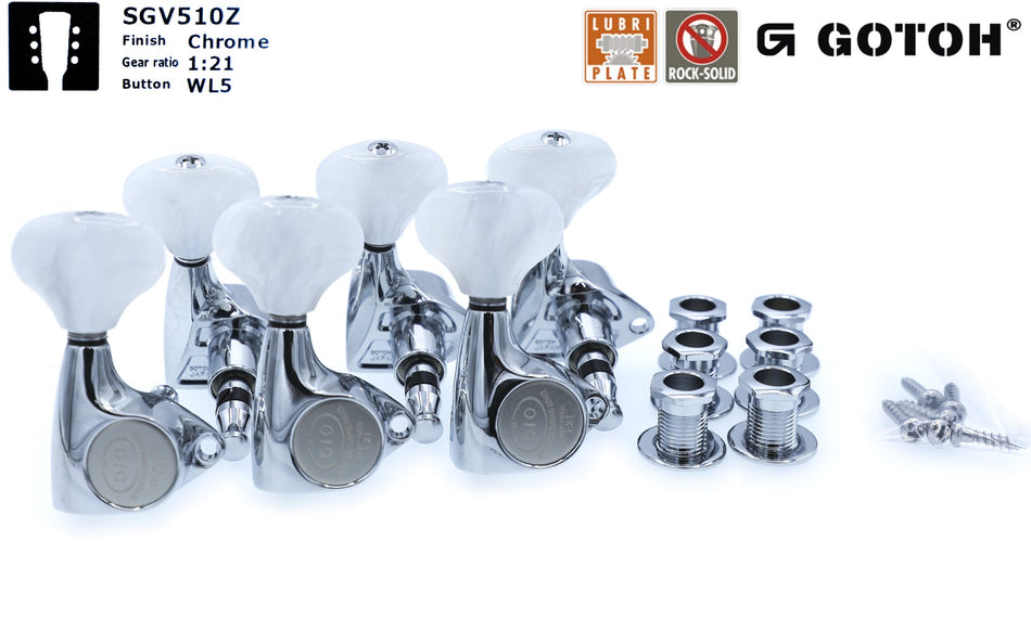 Gotoh SGV510Z(C)WL5 Tuners with Standard Post, 3L+3R (Chrome)