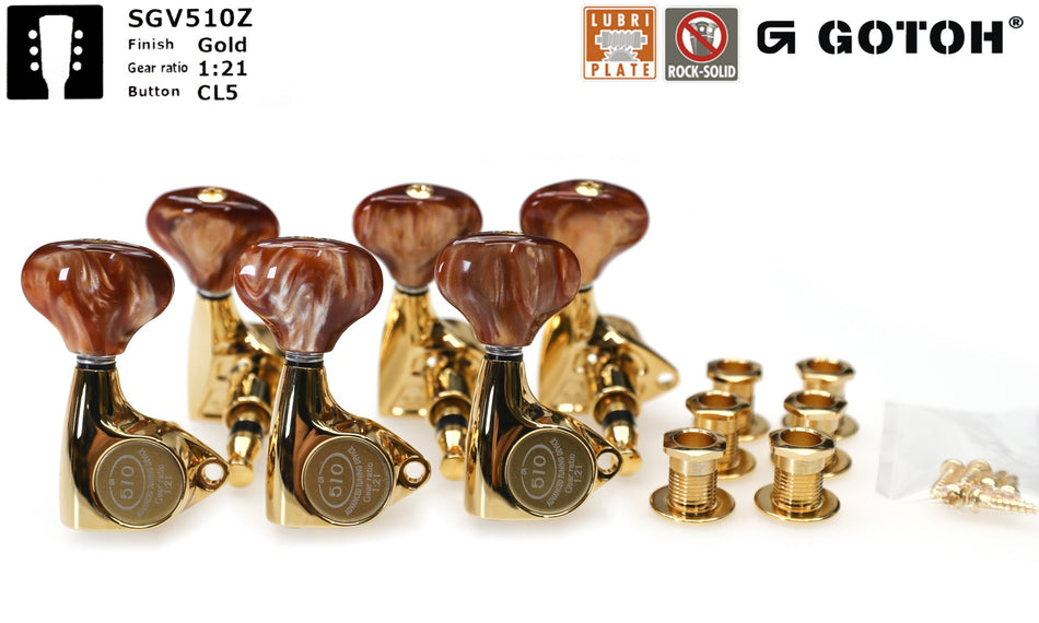 Gotoh SGV510Z(G)CL5 Tuners with Standard Post, 3L+3R (Gold)