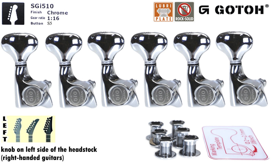 Gotoh SGi510(C)S5 Super-Mini Tuners with Standard Post, 6-Left (Chrome)