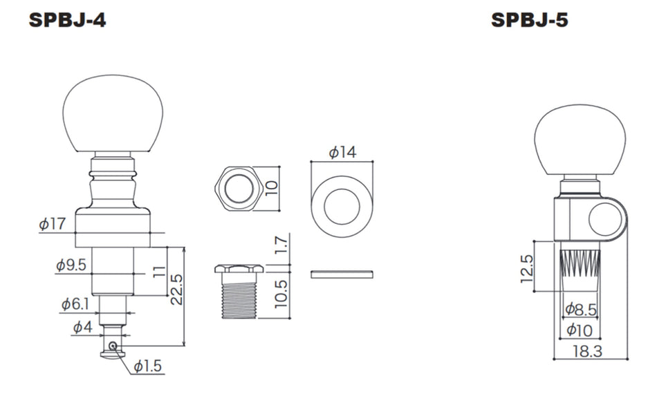 Gotoh SPBJ(G)PW 4 Planetary + 5th String Tuners for Banjo (Gold)