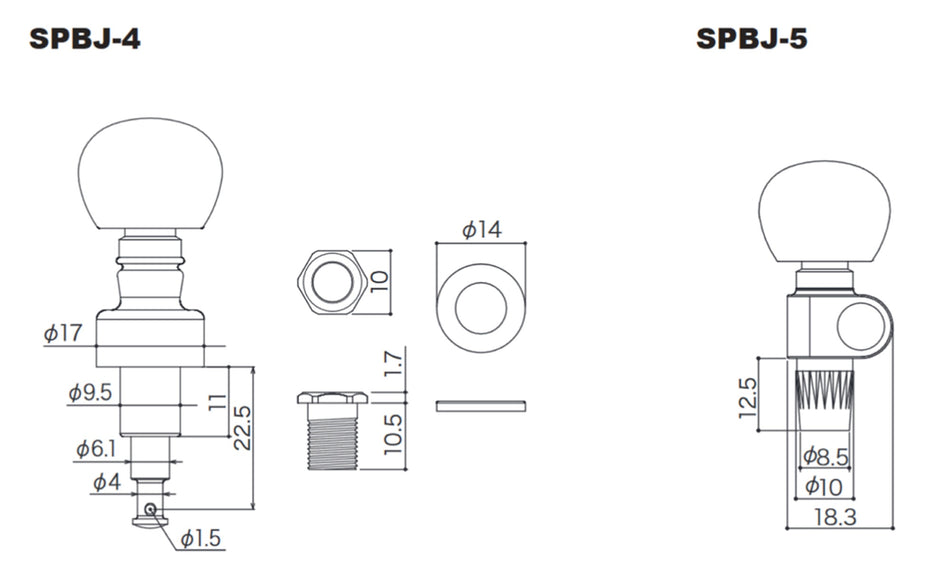 Gotoh SPBJ(C)AiB 4 Planetary + 5th String Tuners for Banjo (Chrome)