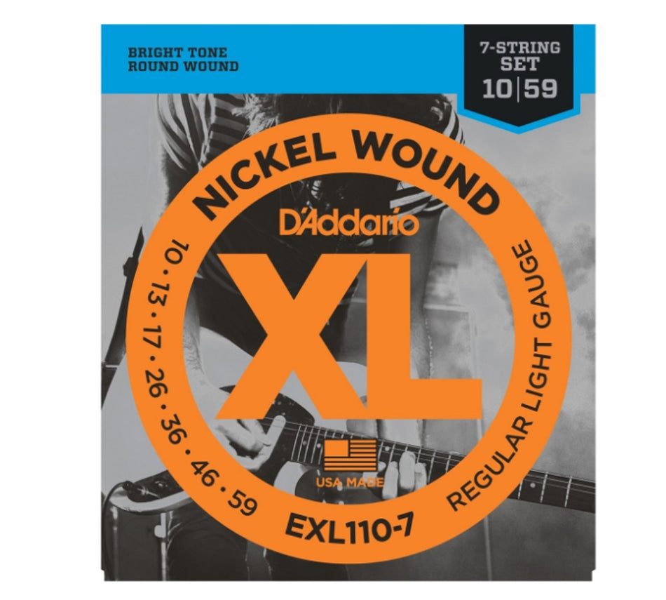 D’Addario XL110-7 Nickel Wound Electric Guitar 6-Strings, Regular-Light (10-59)