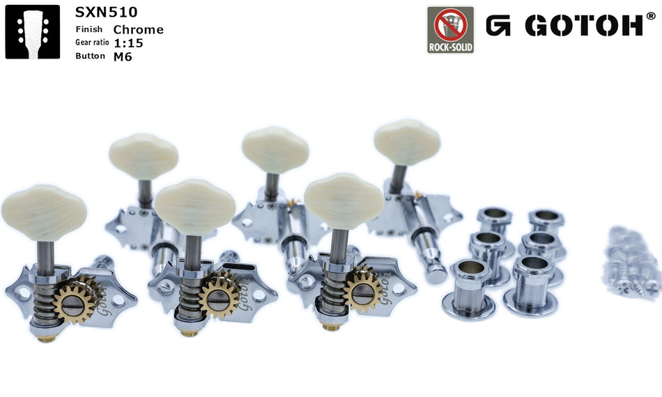 Gotoh SXN510(C)M6 Tuners with Standard Post, 3L+3R (Chrome)