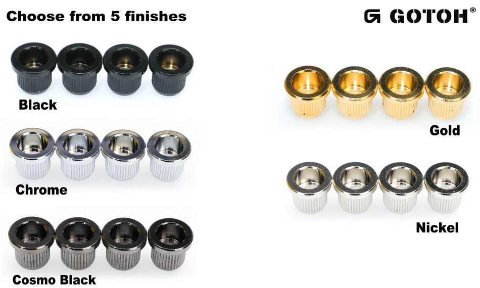 Gotoh TLB-2 Bass Guitar String Ferrules with top lip, set of 4 (choose finish)