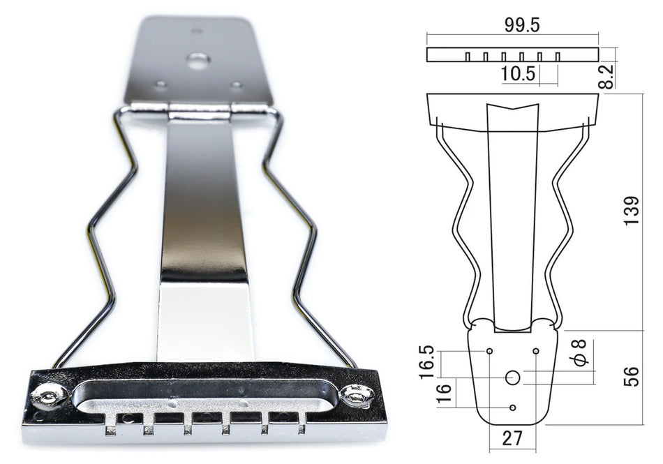 Tailpiece for Deep Body Archtop Guitars, ES-175-Style, Chrome