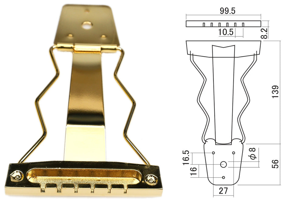 Tailpiece for Deep Body Archtop Guitars, ES-175-Style, Gold