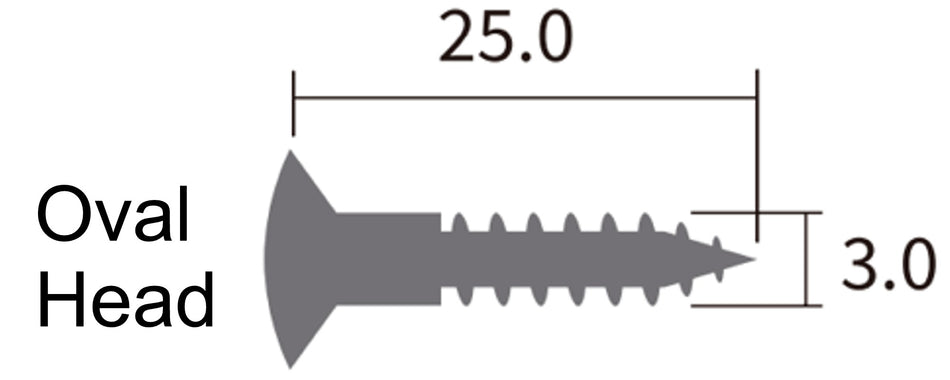 Bridge / Tremolo Mounting Screws (10 pack) Oval Head 3x25mm (choose finish)