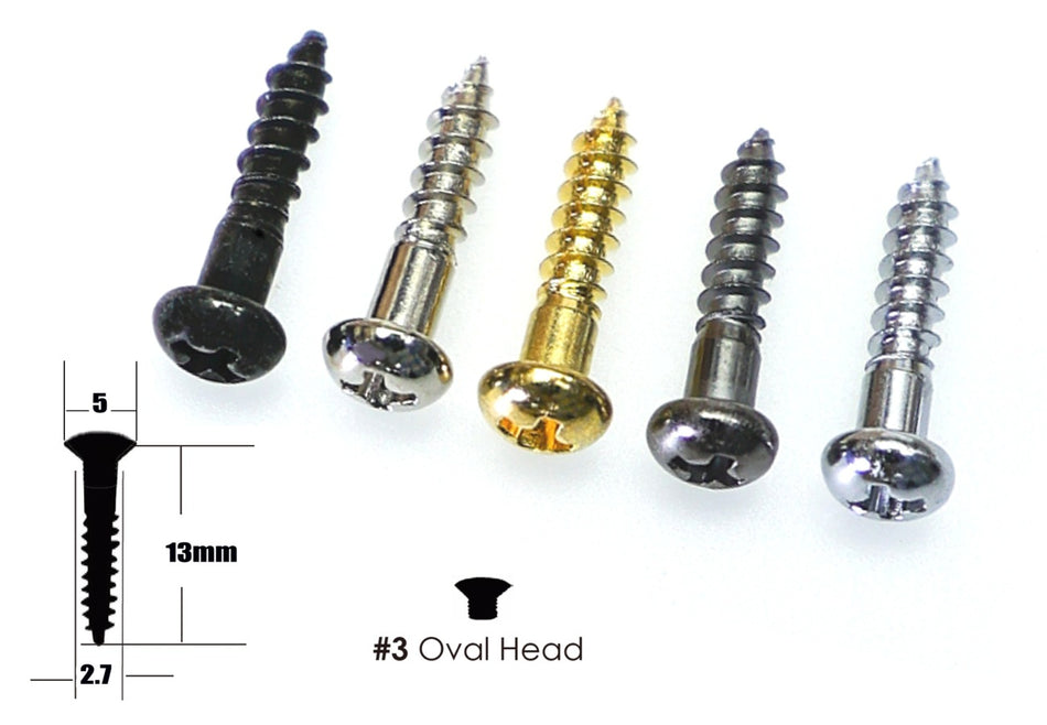 Tuner Screws (10 pack) Round Head 2.7x13mm (choose finish)