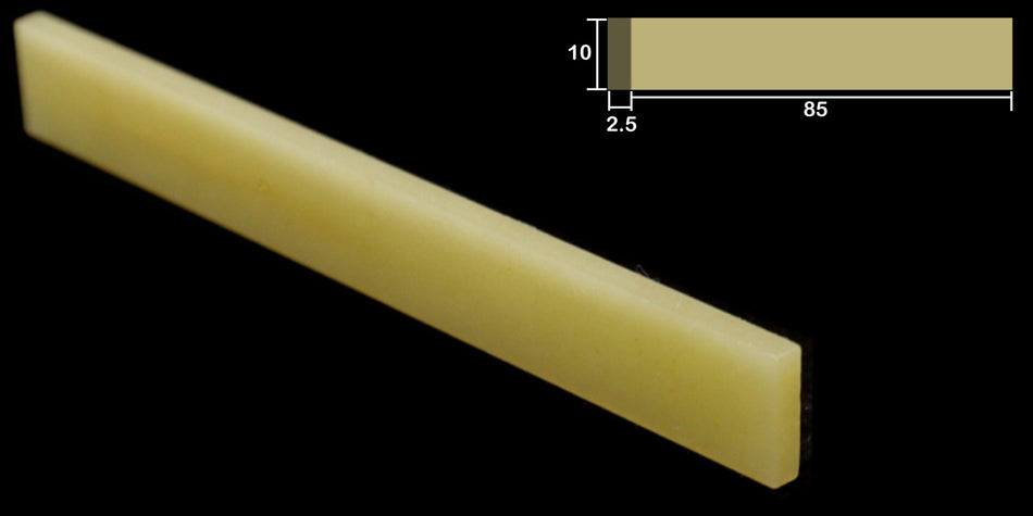 Unbleached Bone Saddle blank 85 * 10 * 2.5mm for Acoustic Guitars